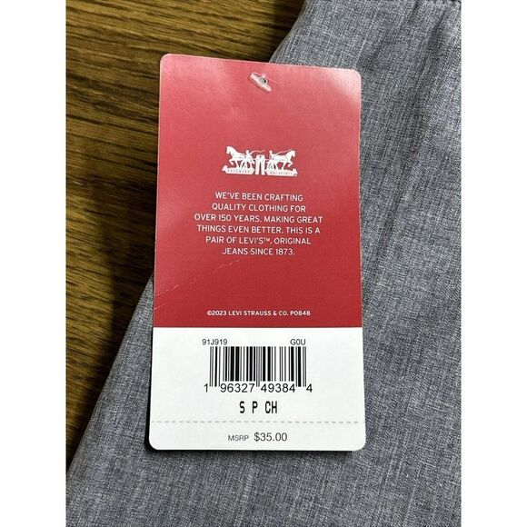 New Levi's Pull on Drawstring Shorts Straight‎ Small Gray - Picture 9 of 11